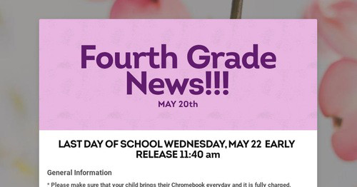 Fourth Grade News!!!