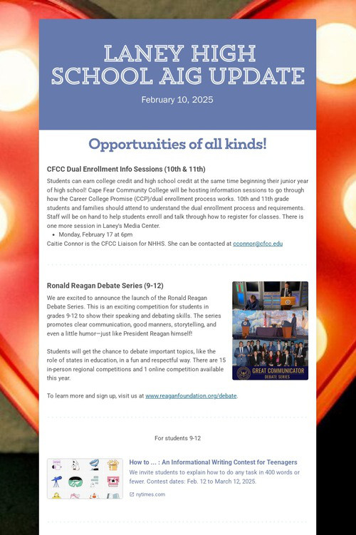 Laney High School AIG Update