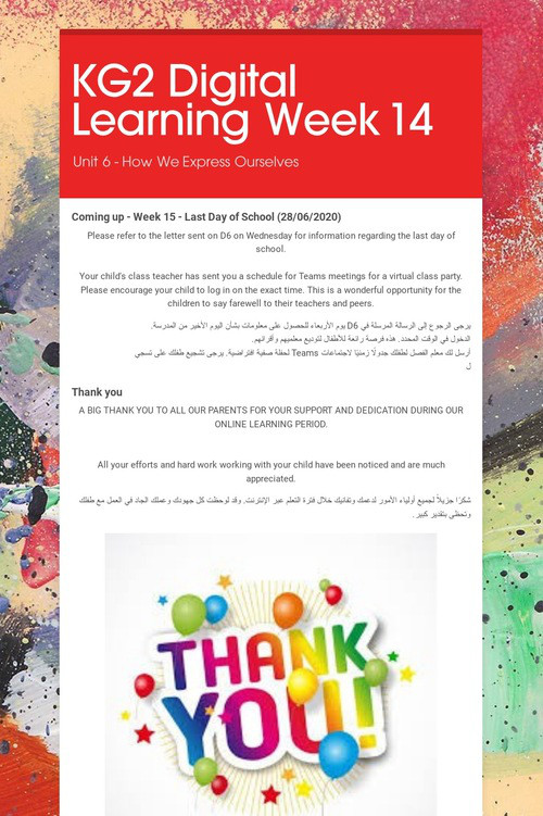 KG2 Digital Learning Week 14