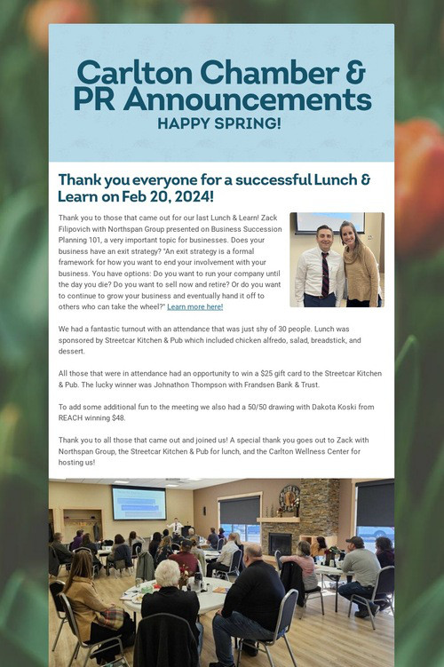 Carlton Chamber & PR Announcements