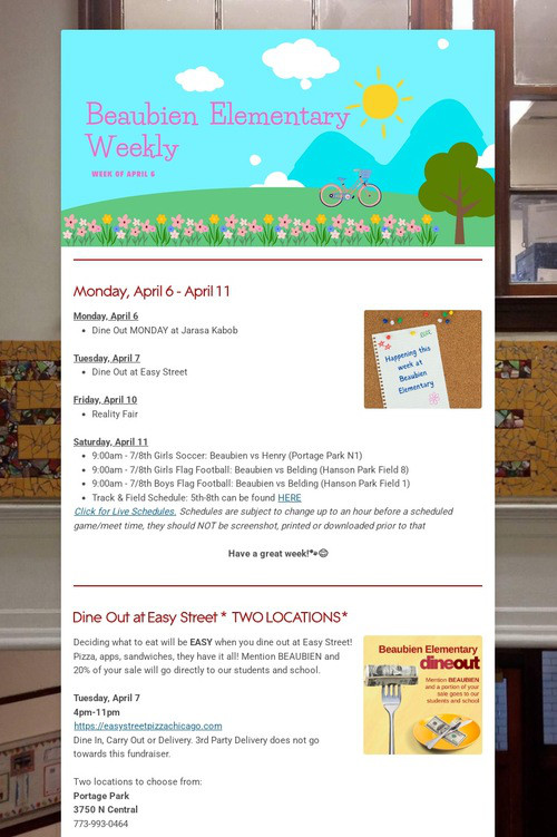 Beaubien Elementary Weekly