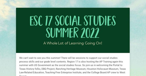 ESC 17 Social Studies Summer 2022