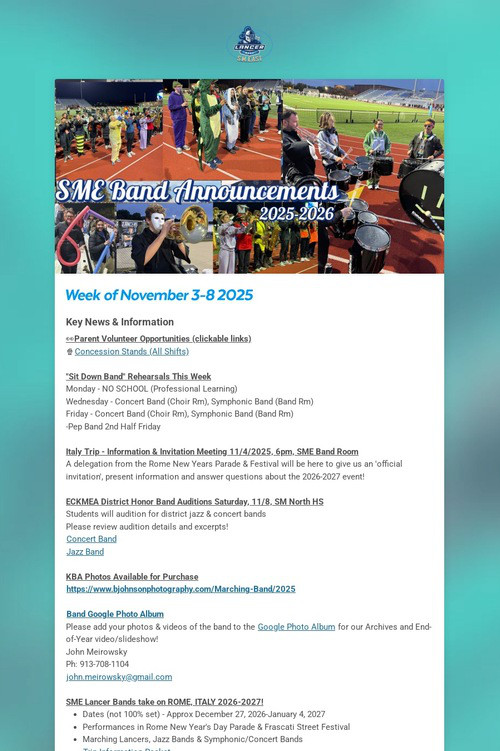 SME Band Announcements