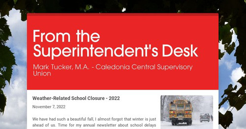 From the Superintendent's Desk