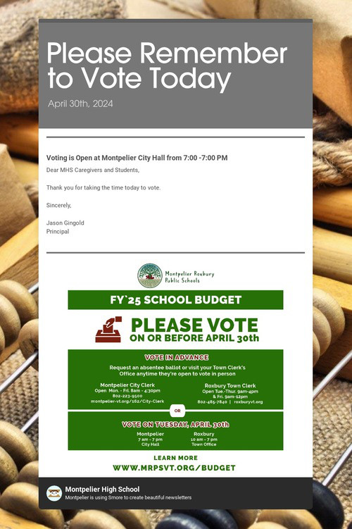 Please Remember to Vote Today
