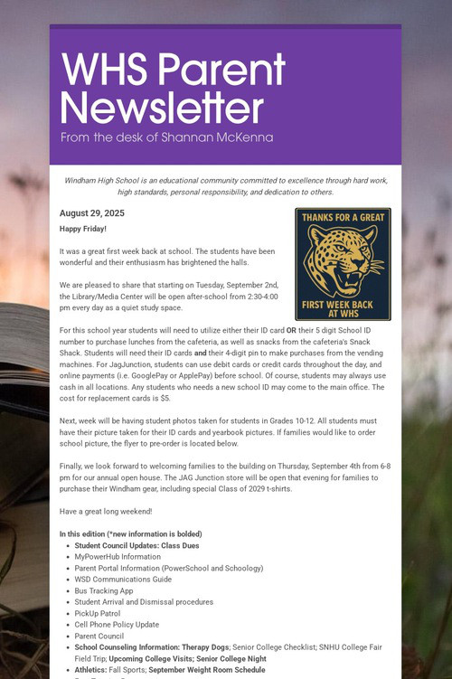 WHS Parent Newsletter
