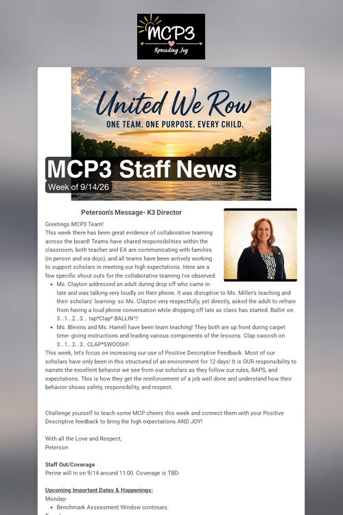 MCP3 Staff News