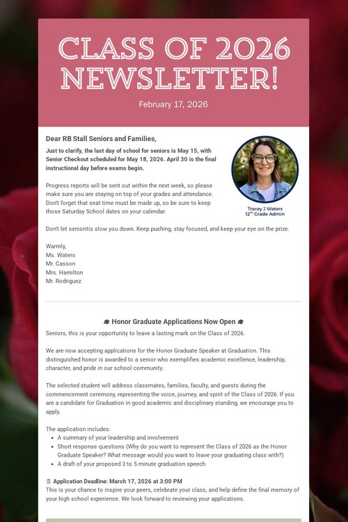 Class of 2026 Newsletter!