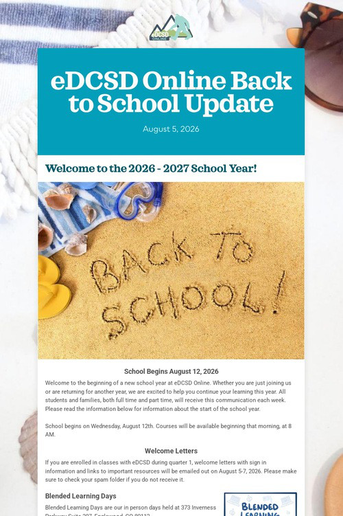 eDCSD Online Back to School Update