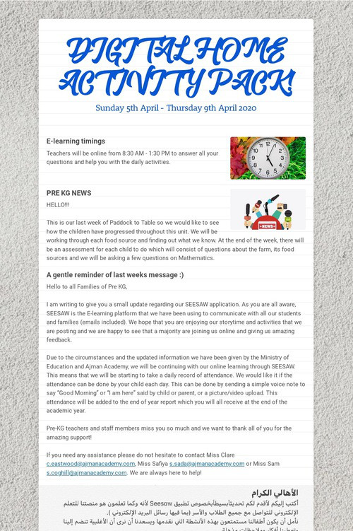 DIGITAL HOME ACTIVITY PACK!