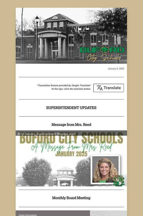 BCSS Newsletter- January 8, 2025