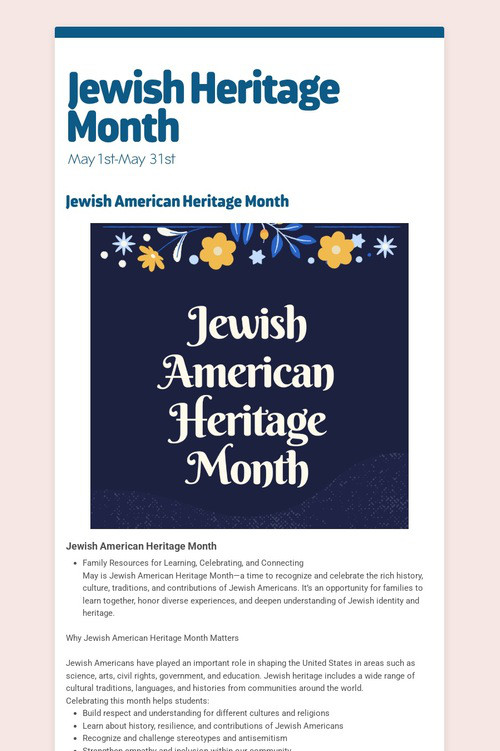 Jewish Heritage Month