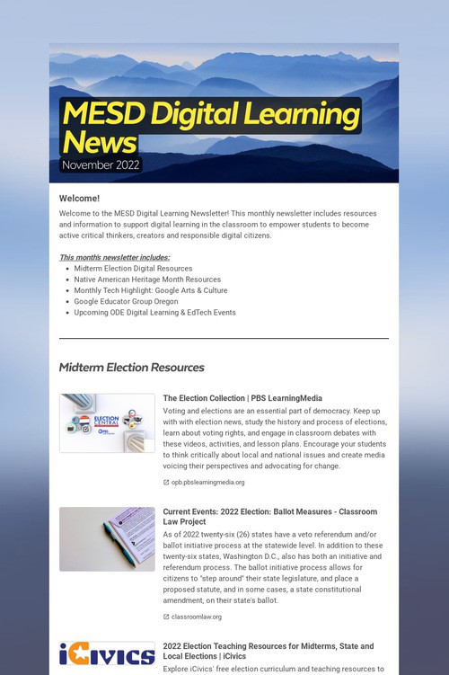 MESD Digital Learning News