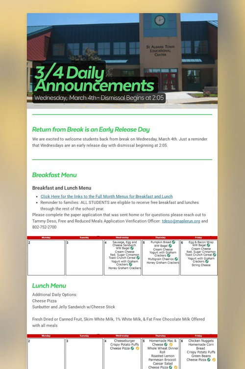 3/4 Daily Announcements