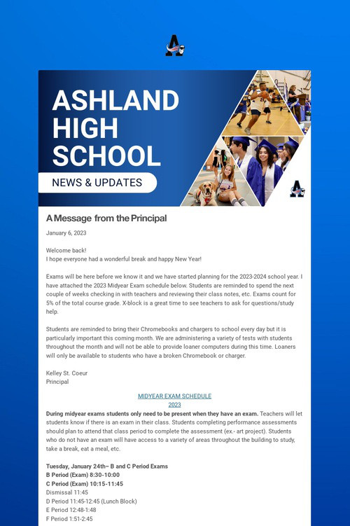Ashland High School Weekly Update