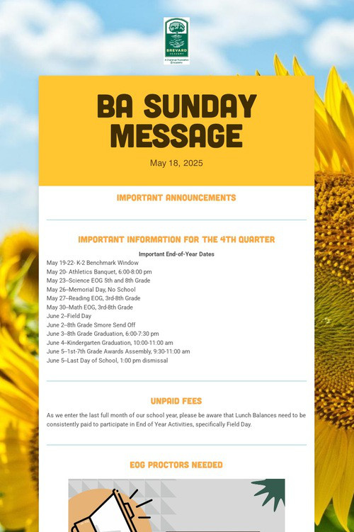 BA Sunday Message