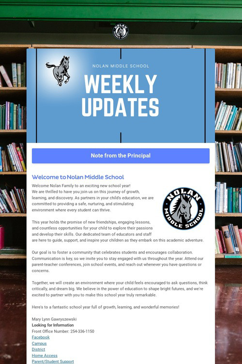 Back to School Update