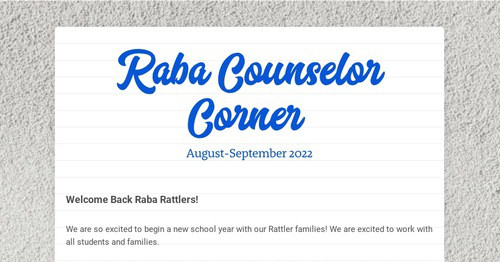 Raba Counselor Corner