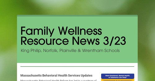Family Wellness Resource News 3/23