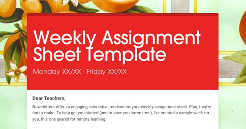 Weekly Assignment Header Design newsletters to spread the word online | Smore