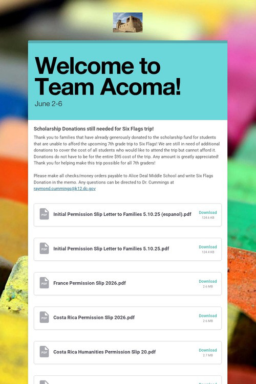 Welcome to Team Acoma!