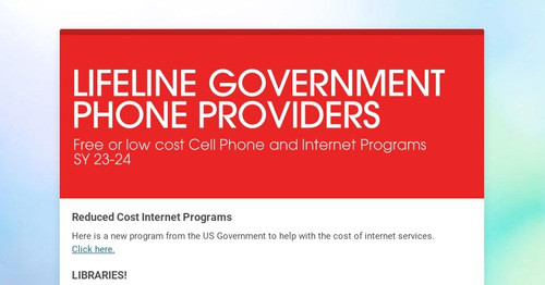 LIFELINE GOVERNMENT PHONE PROVIDERS Smore Newsletters LIFELINE GOVERNMENT PHONE PROVIDERS Smore Newsletters