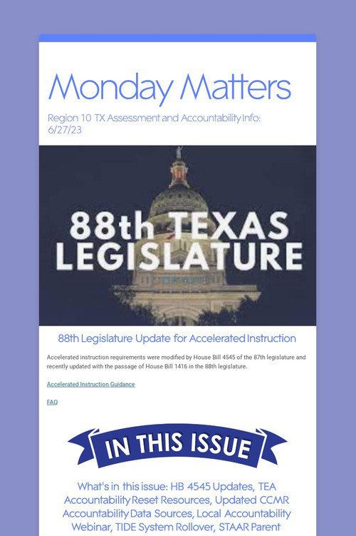 Monday Matters