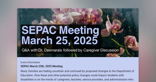 SEPAC Meeting March 25, 2025