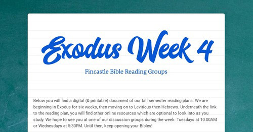 Exodus Week 4