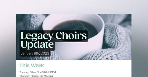 Legacy Choirs Update