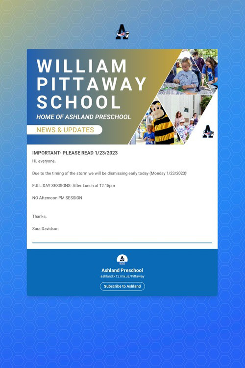 Preschool Today 1/23- PLEASE READ!