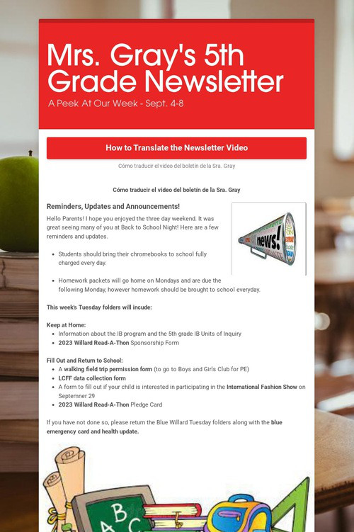 Mrs. Gray's 5th Grade Newsletter