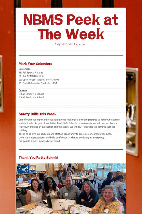NBMS Peek at The Week