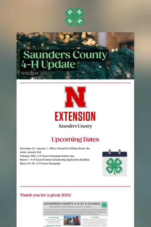 Saunders County 4-H Update