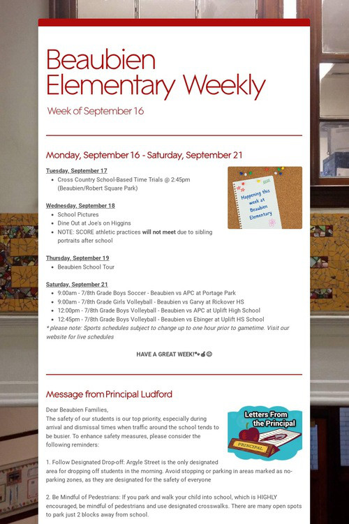 Beaubien Elementary Weekly
