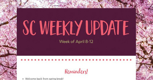 SC Weekly Update