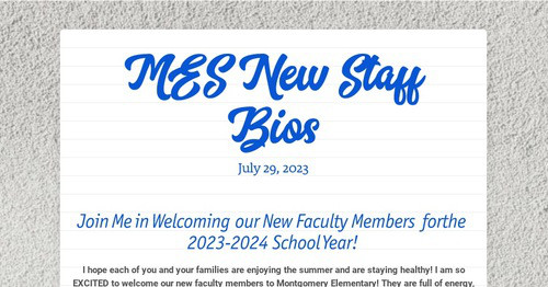 MES New Staff Bios