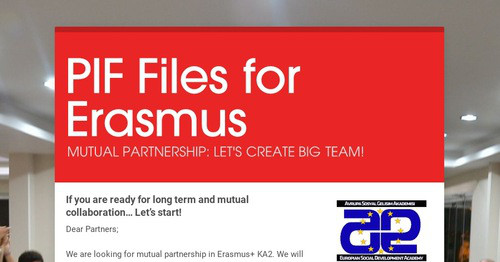 PIF Files for Erasmus | Smore Newsletters for Education