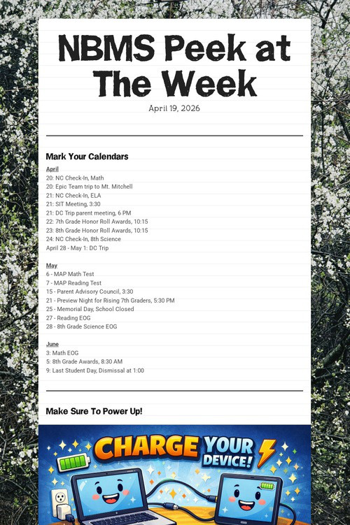 NBMS Peek at The Week