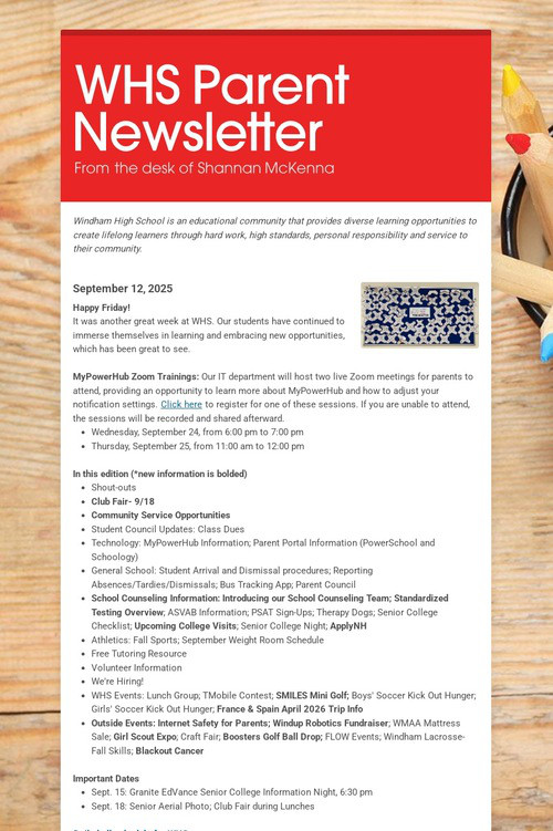 WHS Parent Newsletter