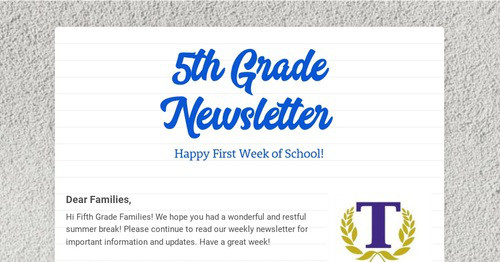 5th Grade Newsletter