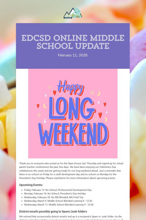 eDCSD Online Middle School Update