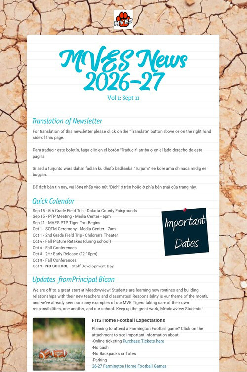 MVES News 2026-27