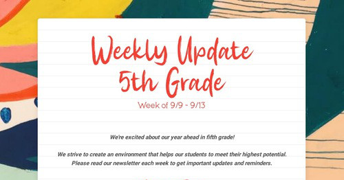 Weekly Update 5th Grade