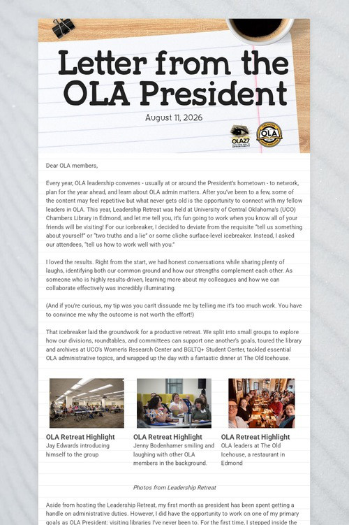 Letter from the OLA President
