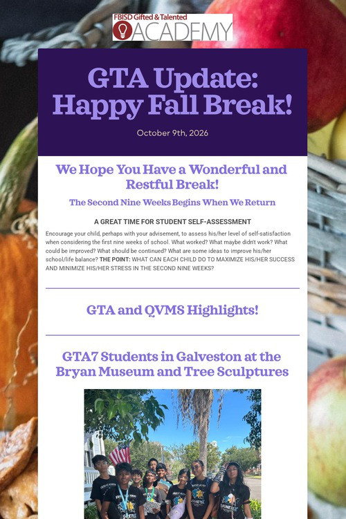 GTA Update: Happy Fall Break!