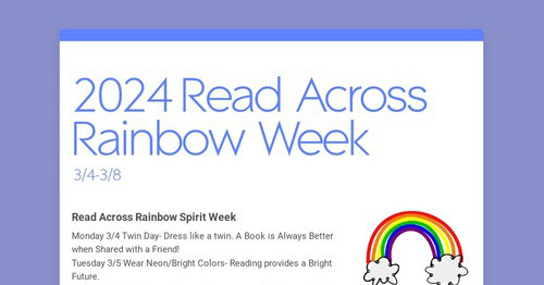 2024 Read Across Rainbow Week