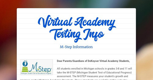 Virtual Academy Testing Info