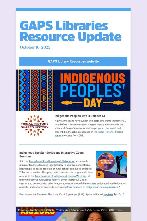 GAPS Libraries Resource Update