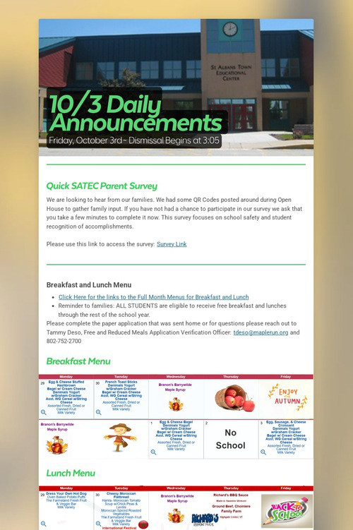 10/3 Daily Announcements